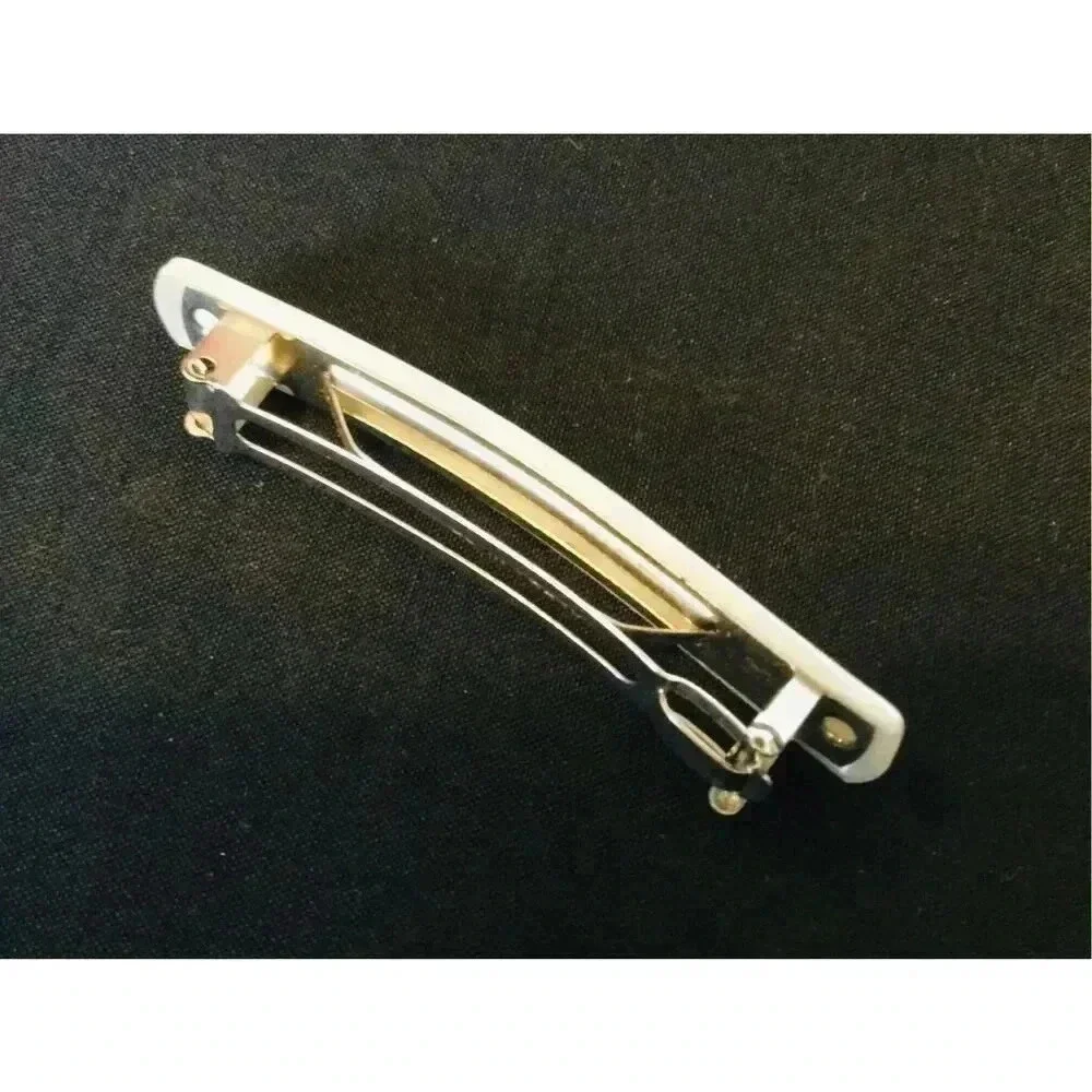 Vintage Womens Ivory Mother of‎ Pearl Look Clasp Rectangle Barette Hairpins Clip